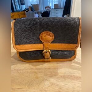 Vintage Black & Tan Dooney & Bourke All Weather Leather Crossbody Shoulder Bag